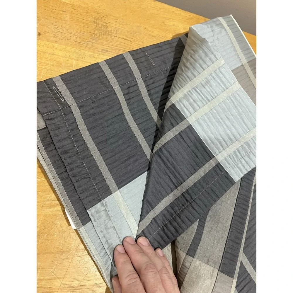 Croscill Textured Fabric Shower Curtain Fairfax Slate‎ Charcoal Plaid Striped